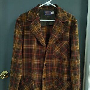 Vintage Pendleton Paid Virgin Wool 3 Button Blazer Jacket Men's Size M 70's